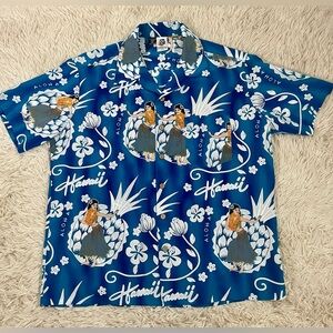 Size XL Kennington Ltd LA California Aloha Hula Girl Hawaiian Shirt‎ Pineapple